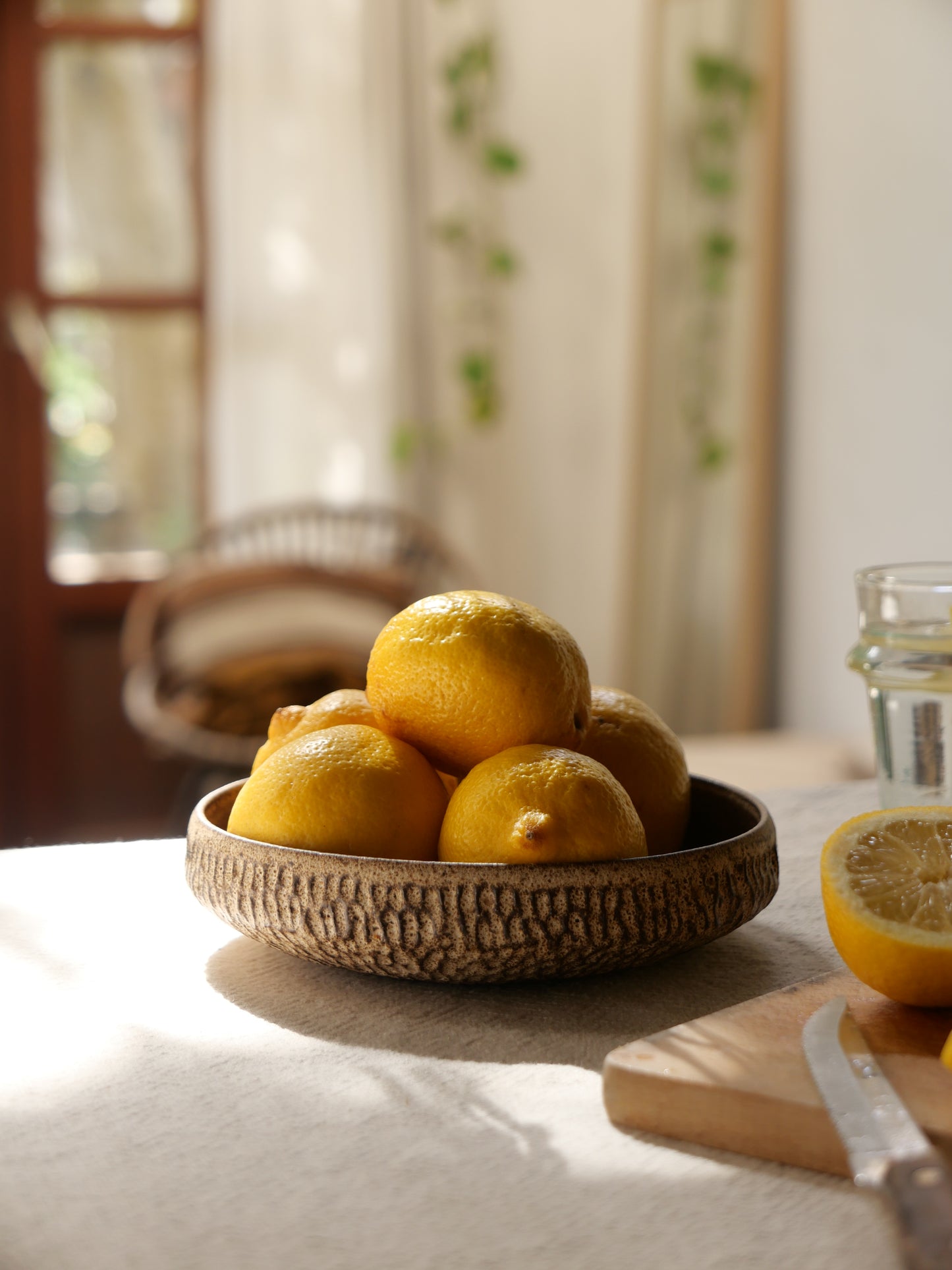 EARTHY ESSENCE, 石 Large Ishi Bowl — Carved Stone Brown