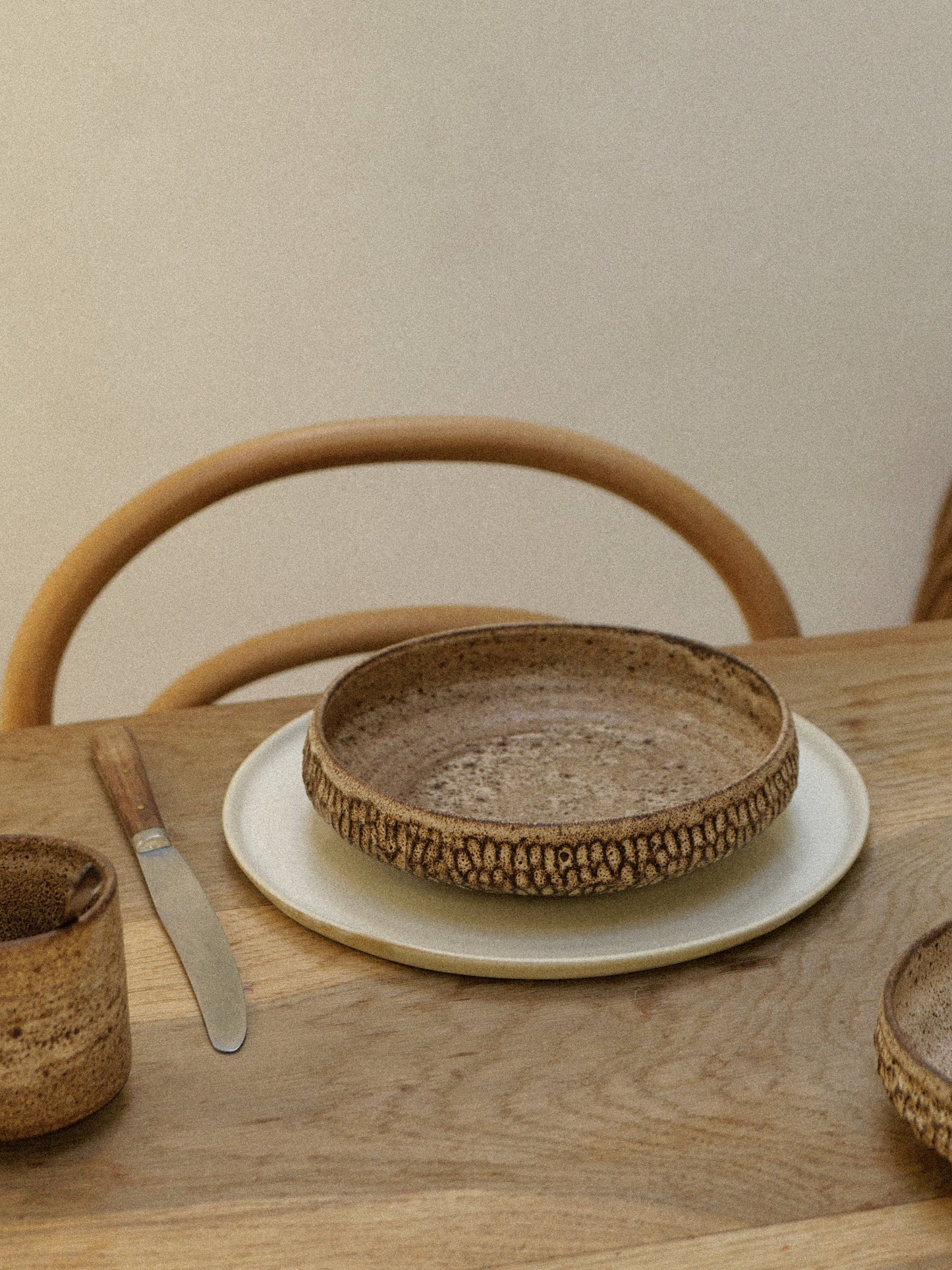 EARTHY ESSENCE, 石 Large Ishi Bowl — Carved Stone Brown