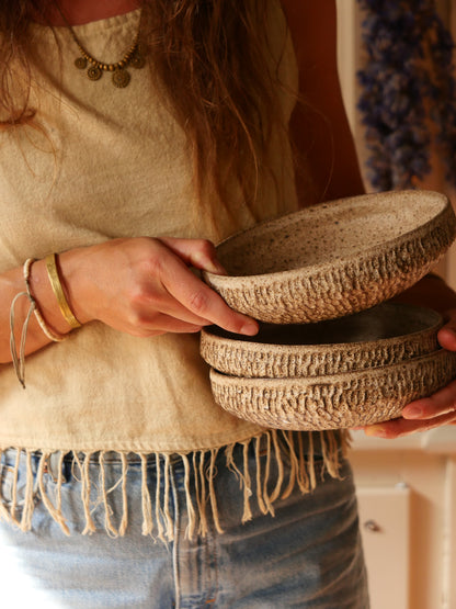 EARTHY ESSENCE, 石 Large Ishi Bowl — Carved Stone Brown