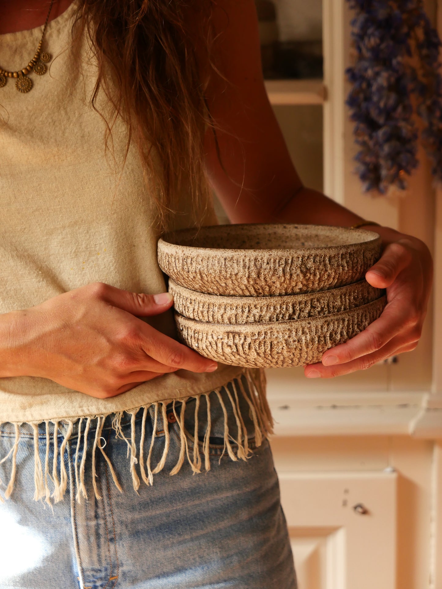 EARTHY ESSENCE, 石 Large Ishi Bowl — Carved Stone Brown