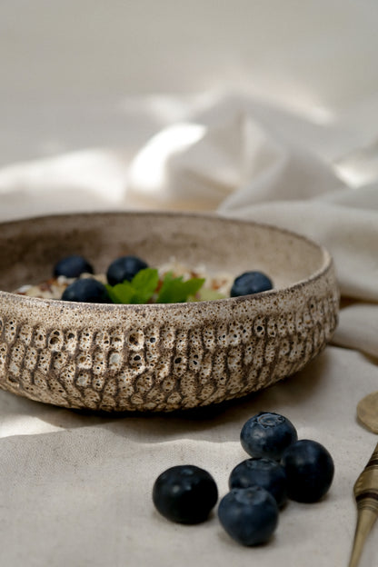 EARTHY ESSENCE, 石 Ishi Bowl — Carved Stone Brown