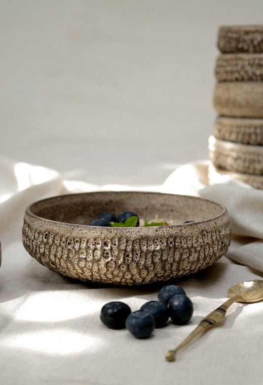 EARTHY ESSENCE, 石 Ishi Bowl — Carved Stone Brown